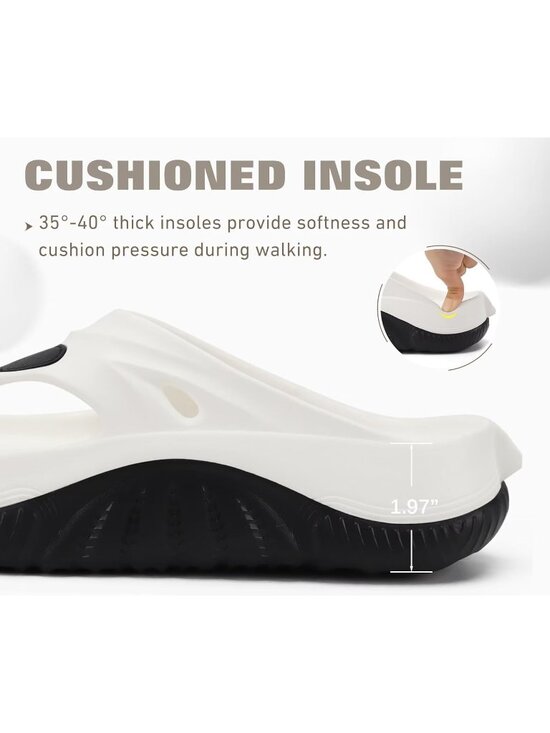 Men\'s Black White Orthopaedic Foot bed Flip Flops Fabric Toe Post Beach Sandals main image 5